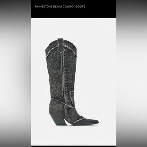 Rhinestone Denim Cowboy Boots size 9